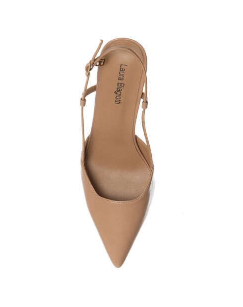 Dunkelbeige Slingbacks von Mala - 8 cm Absatz