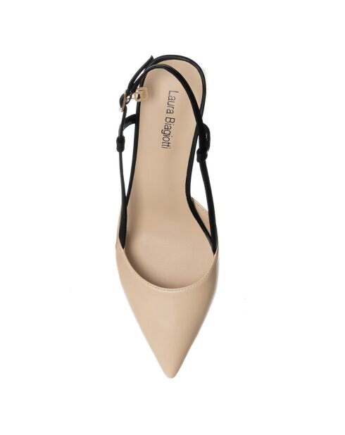 Slingbacks Onia beige/noir - Talon 6 cm