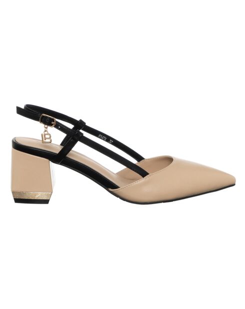 Slingbacks Onia beige/noir - Talon 6 cm