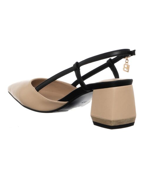 Slingbacks Onia beige/noir - Talon 6 cm