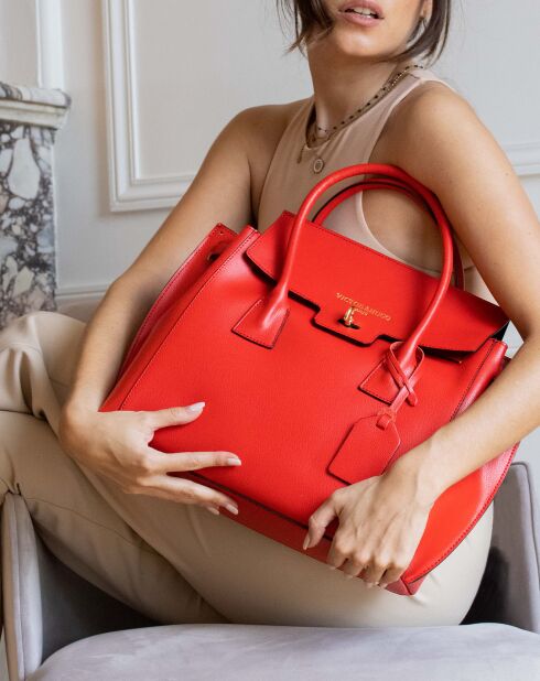 Sac à main en Cuir Jane rouge - 36x35x24 cm