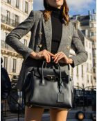 Jane zwarte leren handtas - 36x35x24 cm