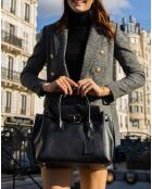 Jane zwarte leren handtas - 36x35x24 cm