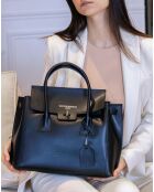 Jane zwarte leren handtas - 36x35x24 cm