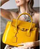 Jane Mustard leren handtas - 36x35x24 cm