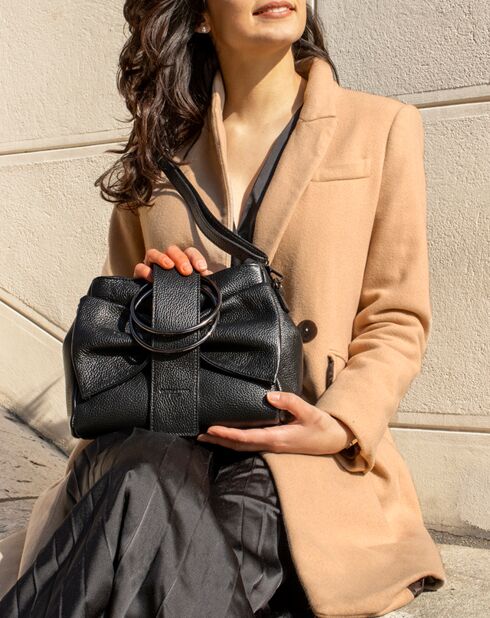 Bolso Alix de piel negra - 25x20x10 cm