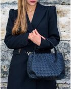 Bolso de mano de piel Elsa negro - 24x18x13 cm