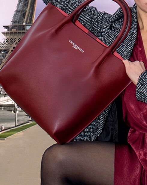 Handtasche aus burgunderfarbenem Lavaleder - 32x32x10 cm