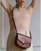 Sac bandoulière en Cuir Louis marron - 22x14x7 cm