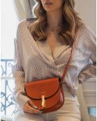 Sac bandoulière en Cuir Louis orange - 20x14x7 cm