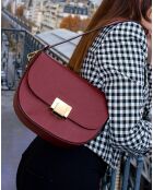 Bordeauxrote Schultertasche aus bernsteinfarbenem Leder - 25x17x5 cm