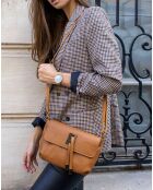 Sac bandoulière Joyce en Cuir camel - 25x17x5 cm