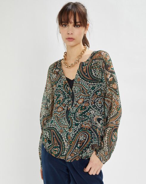 Chemise Margua imprimée cachemire émeraude