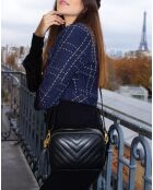 Schwarze Schultertasche aus naturfarbenem Leder — 20x15x6 cm