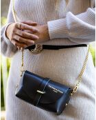 Zephyr zwarte leren schoudertas - 16x10x9 cm