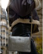 Sac bandoulière en Cuir Perla argenté - 21.5x15x5 cm