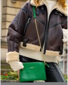 Sac bandoulière en Cuir Perla vert - 21.5x15x5 cm