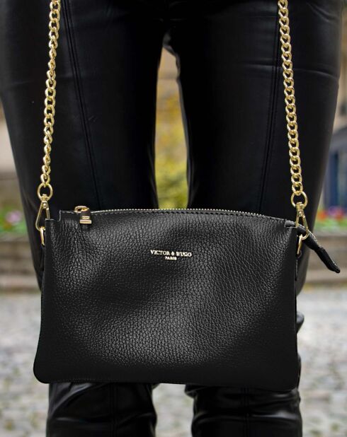 Borsa a tracolla in pelle Perla nera - 21,5x15x5 cm
