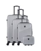 3 Valises 4 roues doubles + Vanity Peter 55/65/75 cm grises