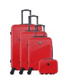 3 Valises 4 roues doubles + Vanity Peter-C 55/65/75 cm rouges