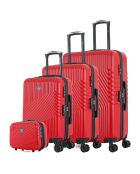 3 Valises 4 roues doubles + Vanity Peter-C 55/65/75 cm rouges