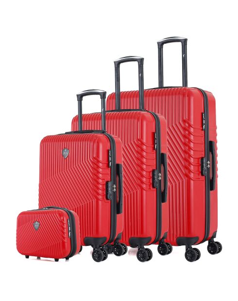 3 Valises 4 roues doubles + Vanity Peter-C 55/65/75 cm rouges