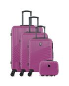 3 Valises 4 roues doubles + Vanity Peter-C 55/65/75 cm violettes