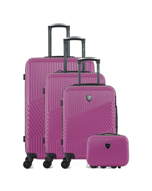 3 Valises 4 roues doubles + Vanity Peter-C 55/65/75 cm violettes