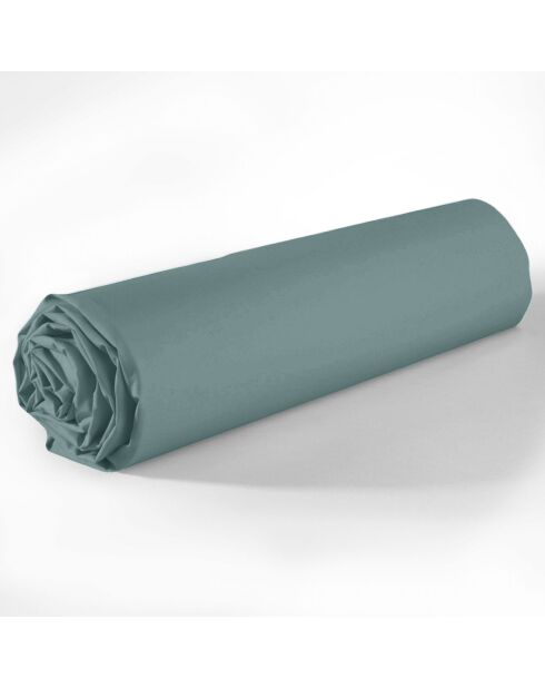 Drap housse en coton bonnet 35 cm bleu canard