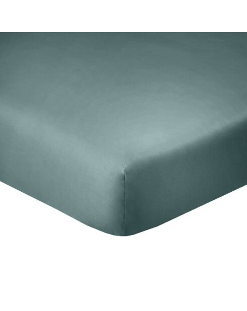 Drap housse en coton bonnet 35 cm bleu canard