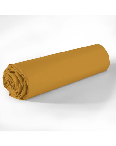 Drap housse en coton bonnet 35 cm safran
