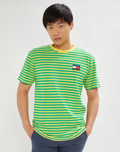 T-Shirt piqué rayé jaune/vert
