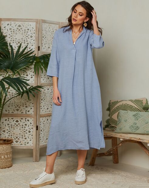 Vestido Ella indigo 100% lino