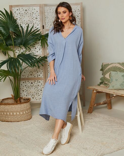 Vestido Ella indigo 100% lino