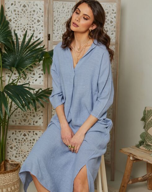 Vestido Ella indigo 100% lino