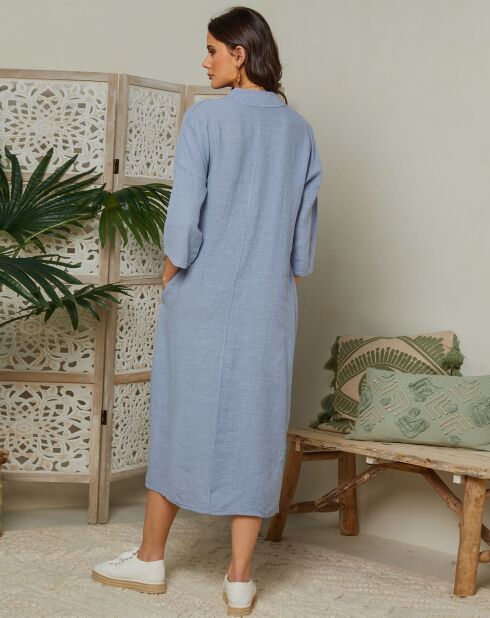 Vestido Ella indigo 100% lino