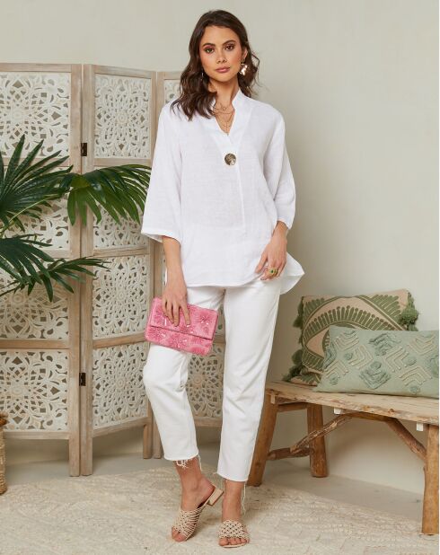 Camiseta 100% lino blanco ámbar