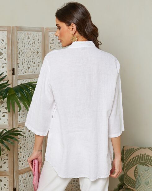 Camiseta 100% lino blanco ámbar