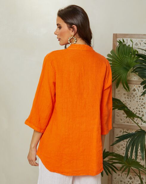 Top 100% Lin Ambre orange