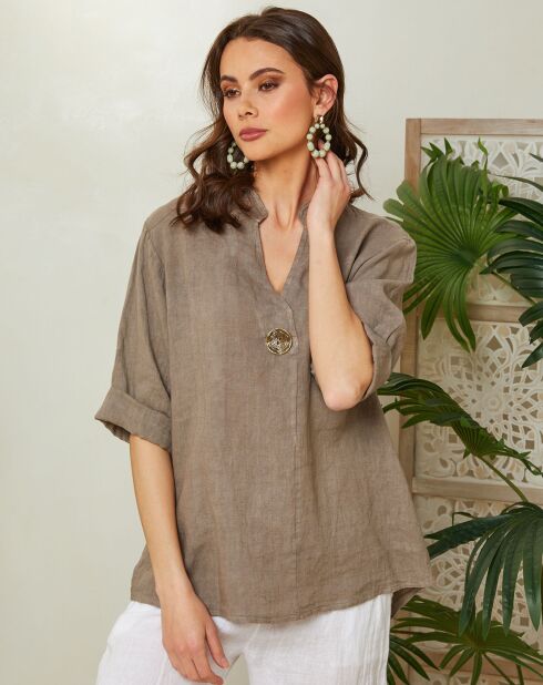 Top 100% Lin Ambre taupe