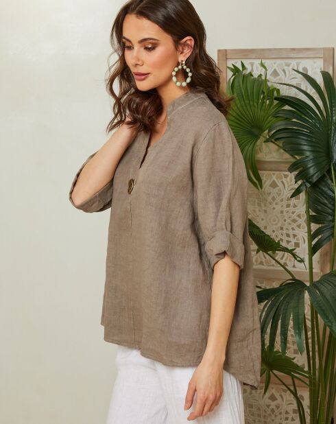 Top 100% Lin Ambre taupe