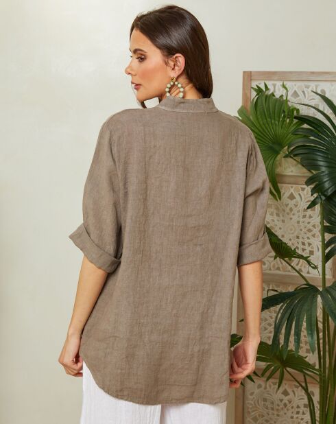 Top 100% Lin Ambre taupe