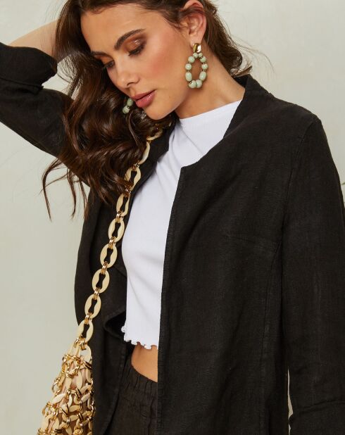 Schwarze Jacke Lola aus 100% Leinen