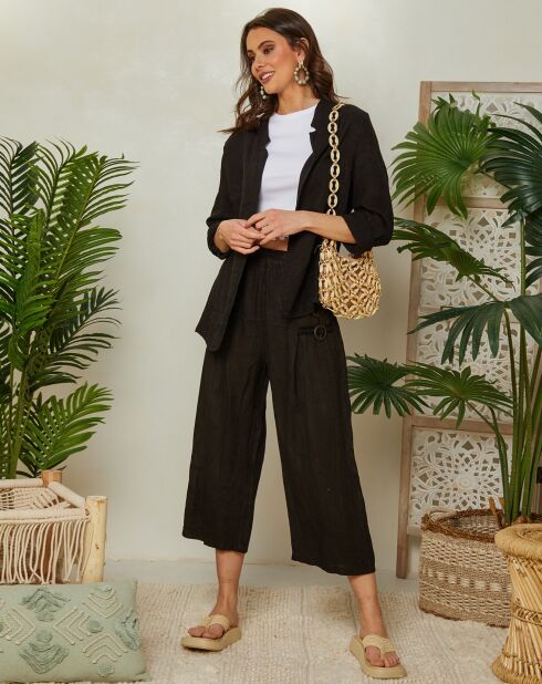 Schwarze Jacke Lola aus 100% Leinen