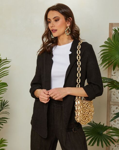 Schwarze Jacke Lola aus 100% Leinen