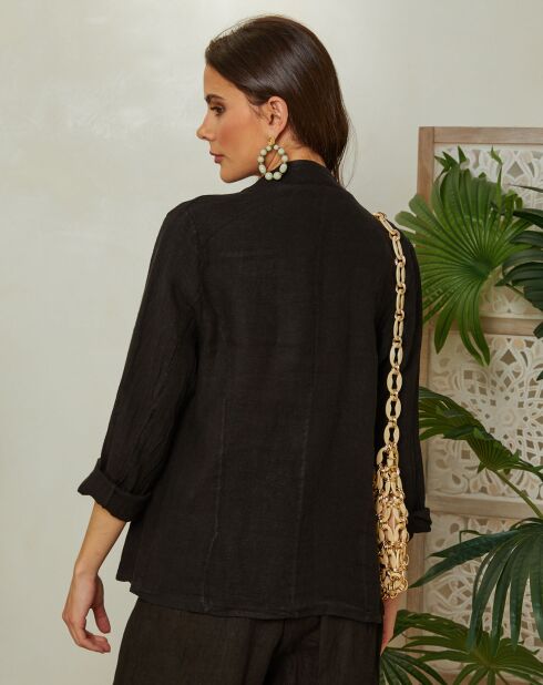 Schwarze Jacke Lola aus 100% Leinen