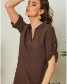 Braunes Paola-Kleid aus 100% Leinen