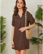 Braunes Paola-Kleid aus 100% Leinen