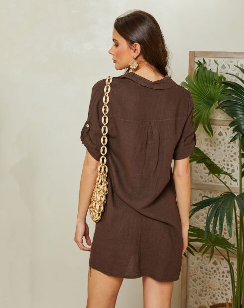 Braunes Paola-Kleid aus 100% Leinen