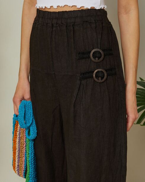 Emmy zwarte broek van 100% linnen